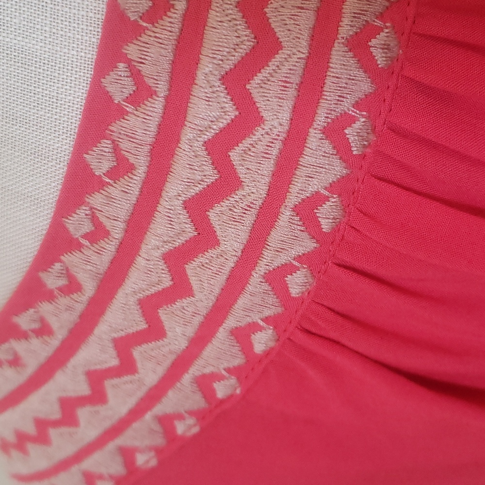 THML for Anthropologie Coral Embroidered Boho Shift Mini Dress / Tunic XS - Picture 11 of 17